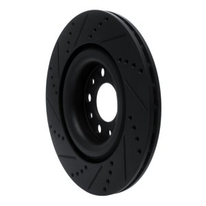 Alfa Romeo Stelvio Brake Rotor (1) - Rear Right - R1 Concepts - Drilled & Slotted - Black - `17-`25